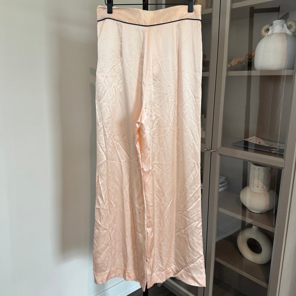 Agent Provocateur Classic Pyjama Bottom NEW Pink Silk Trim High Rise Trouser M - Picture 3 of 7